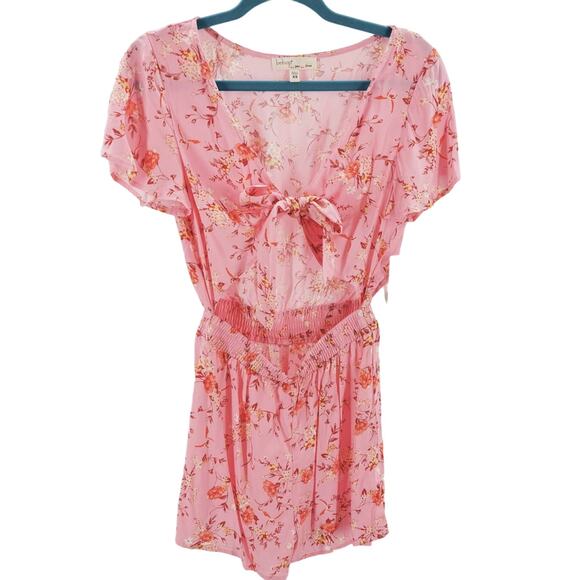 BEBPOP XS juniors pink floral short sleeve cutout romper NWT B126 - Picture 2 of 10
